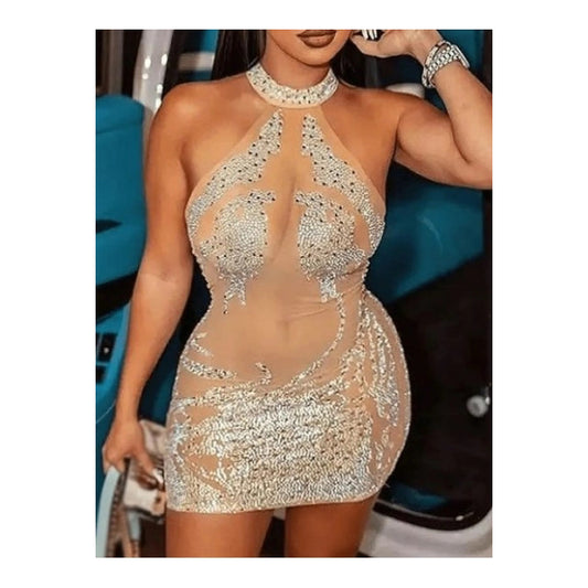 Nude”Sequin” Mini Dress