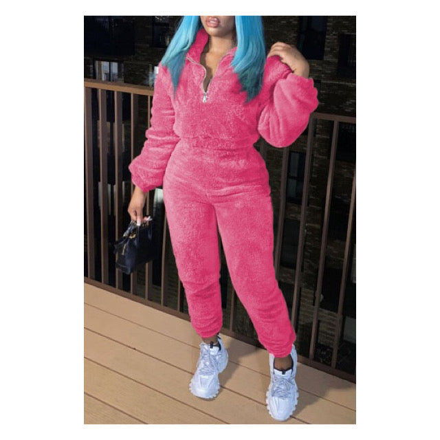 Pink “Fuzzy" Jogger Set - Loungewear Chic for Ultimate Comfort and Style