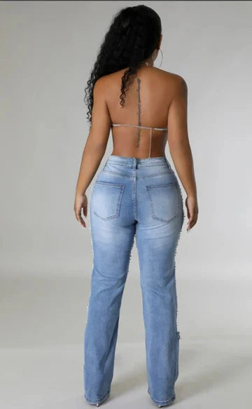 Denim & Pearls Jeans - Chic & Glamorous Denim