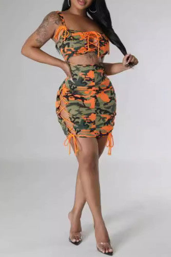 Camo Print Side Lace Up Dress - Edgy and Bold Fashion Statement