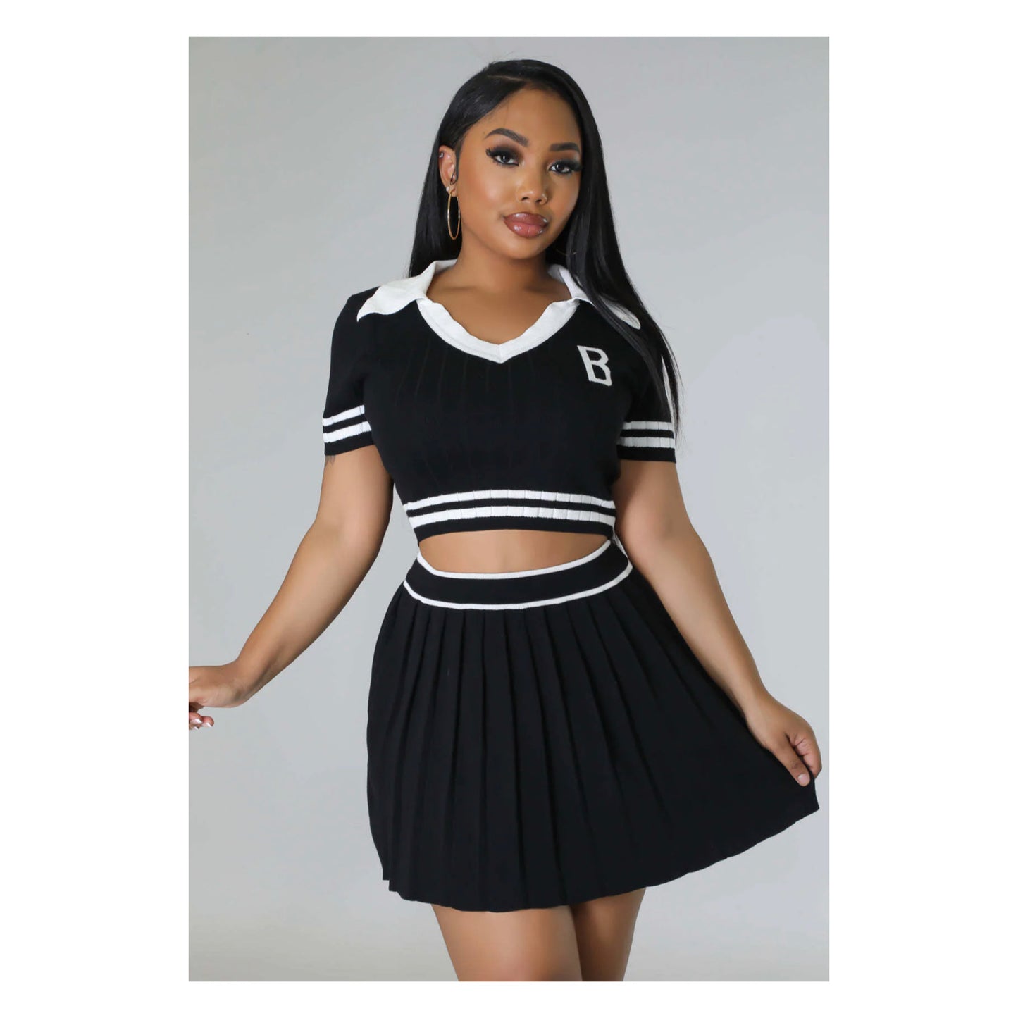 Black “Pleated Skirt Set”