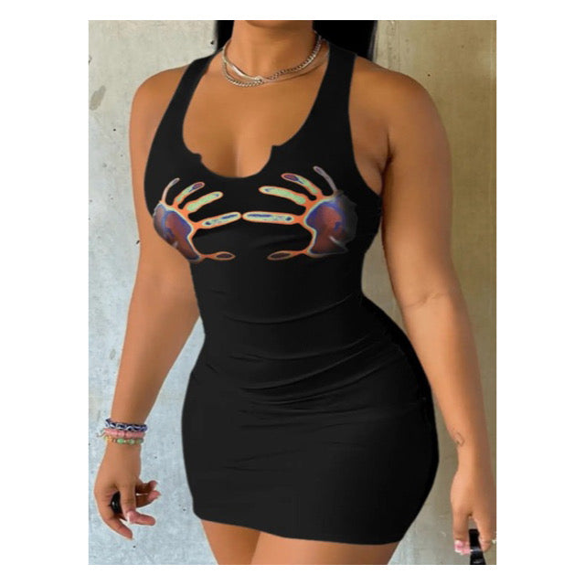 Black “Hands On” Tank Mini Dress