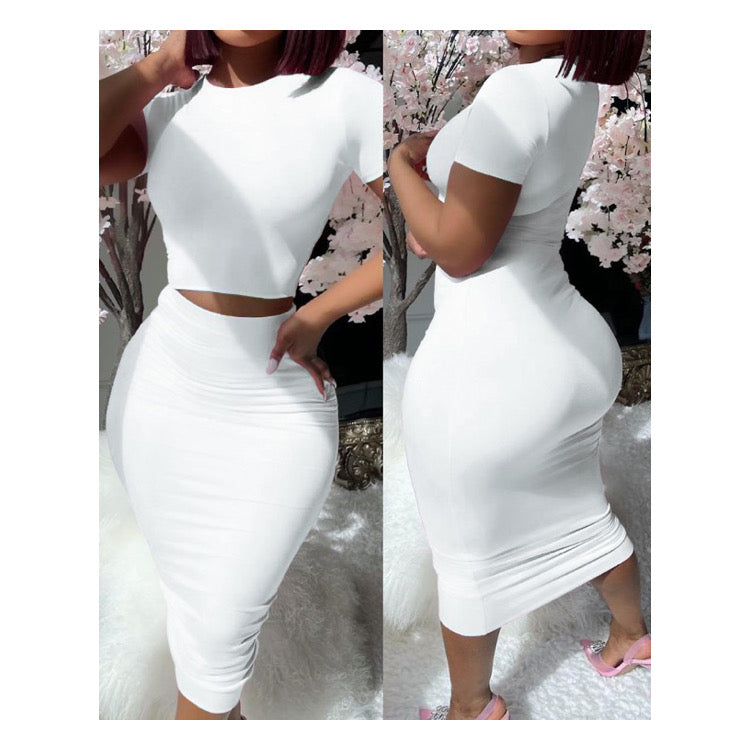 White “Snuggie” Midi Skirt Set