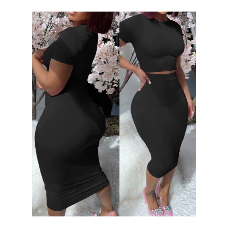 Black “Snuggie” Midi Skirt Set