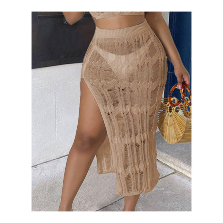 Nude “Netted” Cover Up Skirt Set