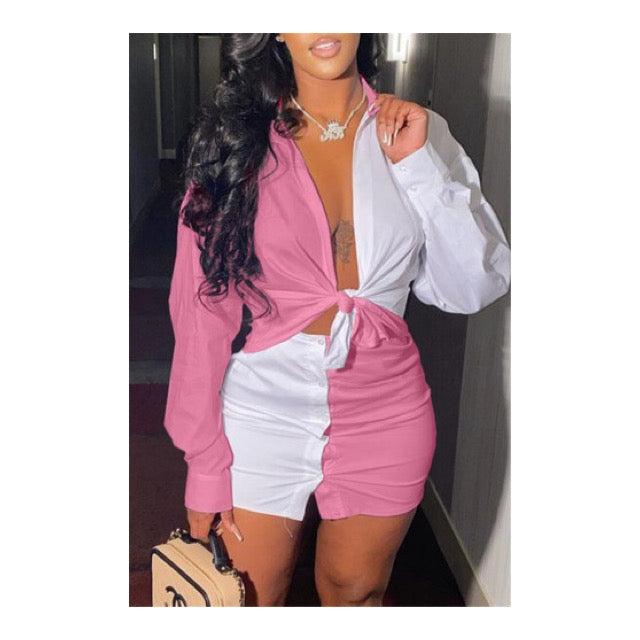 Pink / White “Checkers” Skirt Set