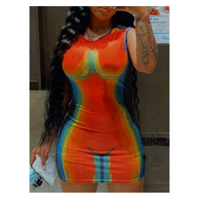 Dark “Body Print” Mini Dress