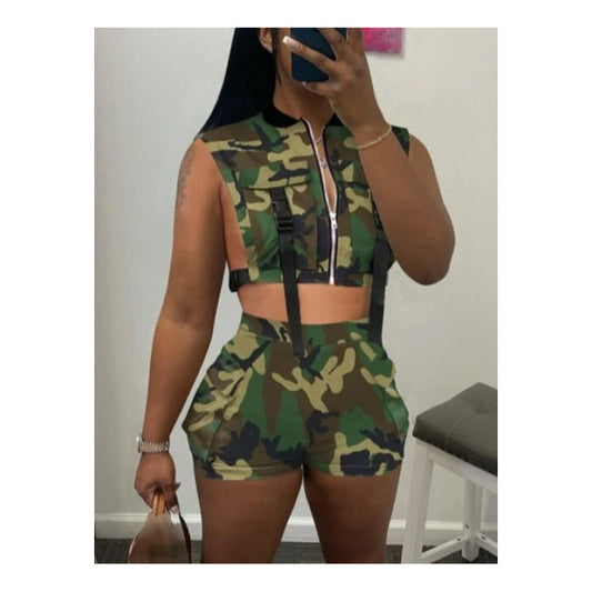 Camo Crop Top & Short Set - Trendy Streetwear Fashion