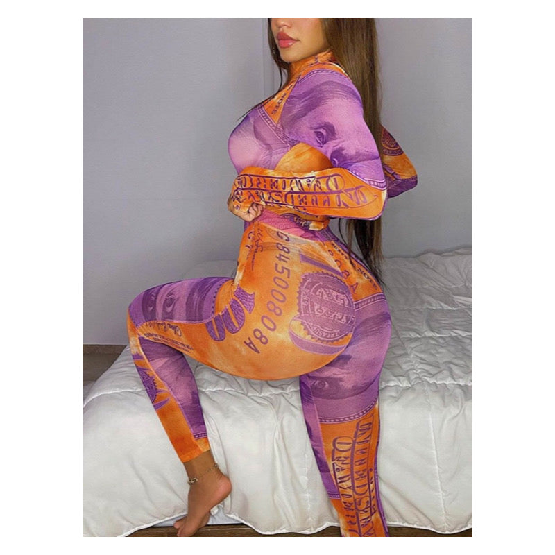 Purple / Orange “Big Money” Legging Set