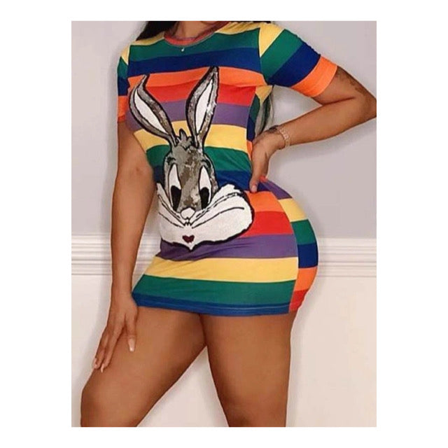 “Glitz Bunny” Striped Mini Dress *Restocked
