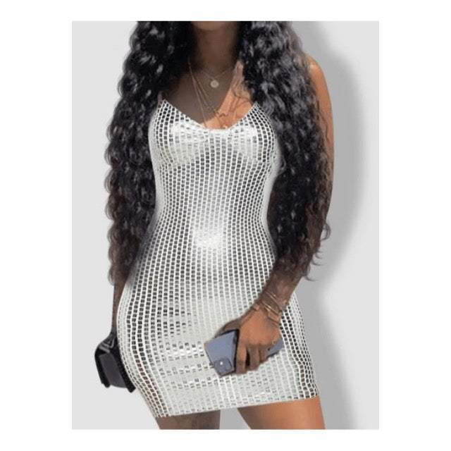 Silver”Metallic” Mini Dress
