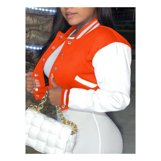 Orange “Varsity” Crop Top Jacket