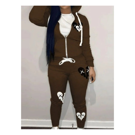 Brown  “Broken Heart” Sweatsuit