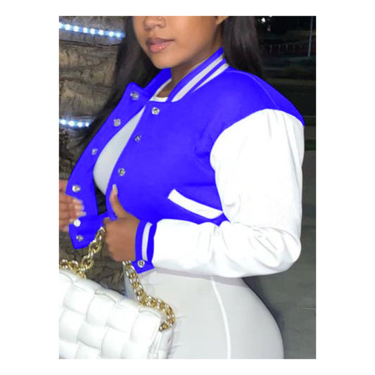 Royal Blue “Varsity” Crop Top Jacket