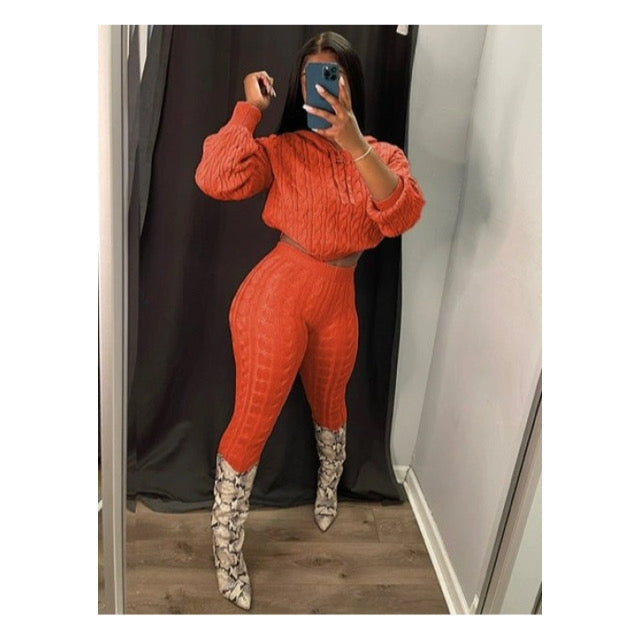 Red / Orange Sweater Leggings Set