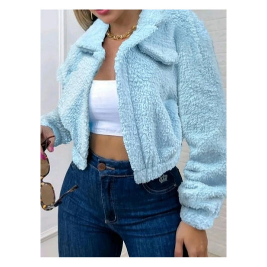 Sky Blue Fuzzy “Jean Jacket Style” Jacket
