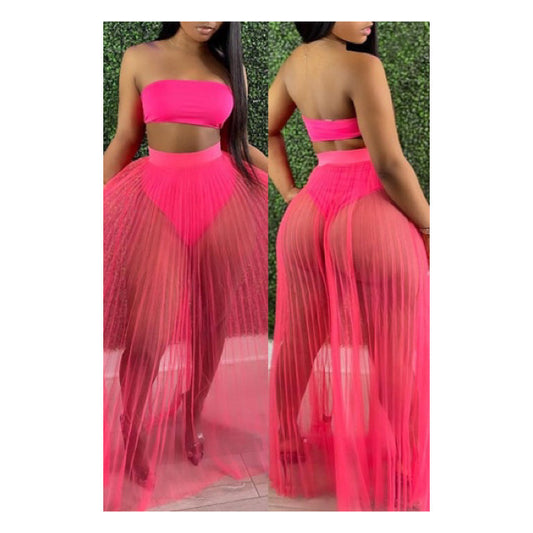 Pink “Cover Up” Maxi Skirt Set