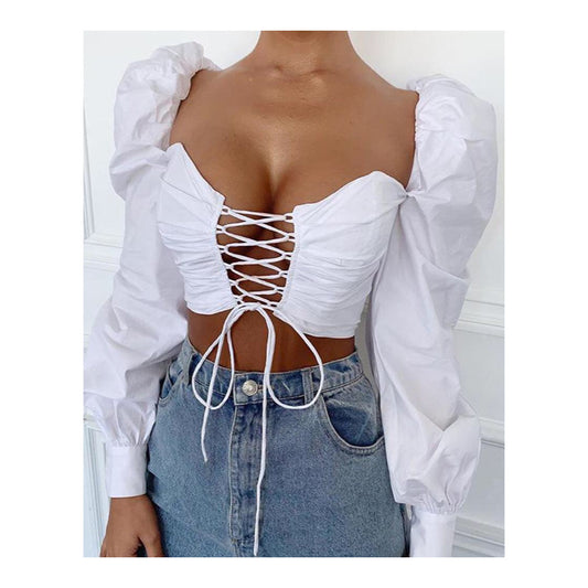 Front Lace Tube Crop Top