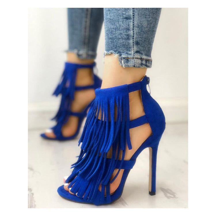 Blue Tassel Heels