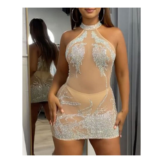 “Showgirl” Mesh Sequin Mini Dress