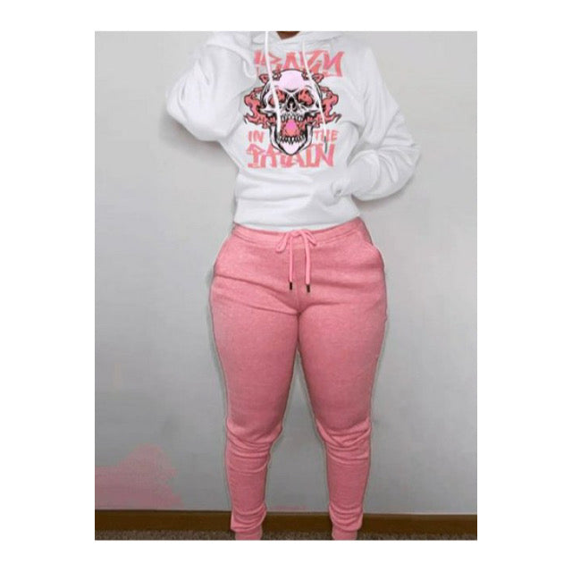 White / Pink “Skull” Sweatsuit