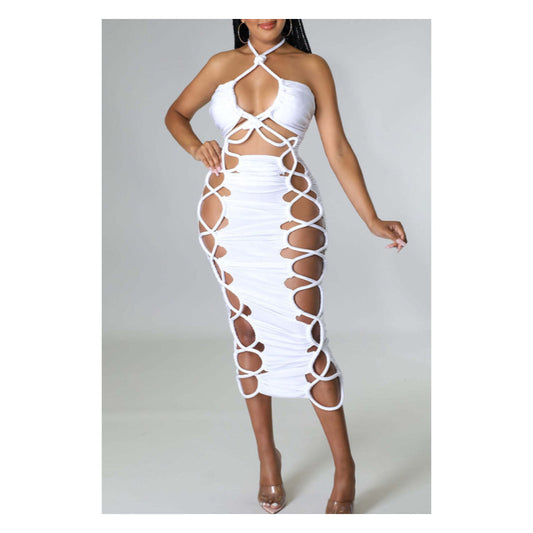 White “No Strings” Midi Dress - Timeless & Elegant